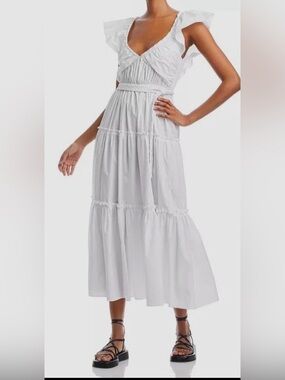 Derek Lam 10 Crosby Anastasia Ruffled White Tiered Maxi Dress - size 6